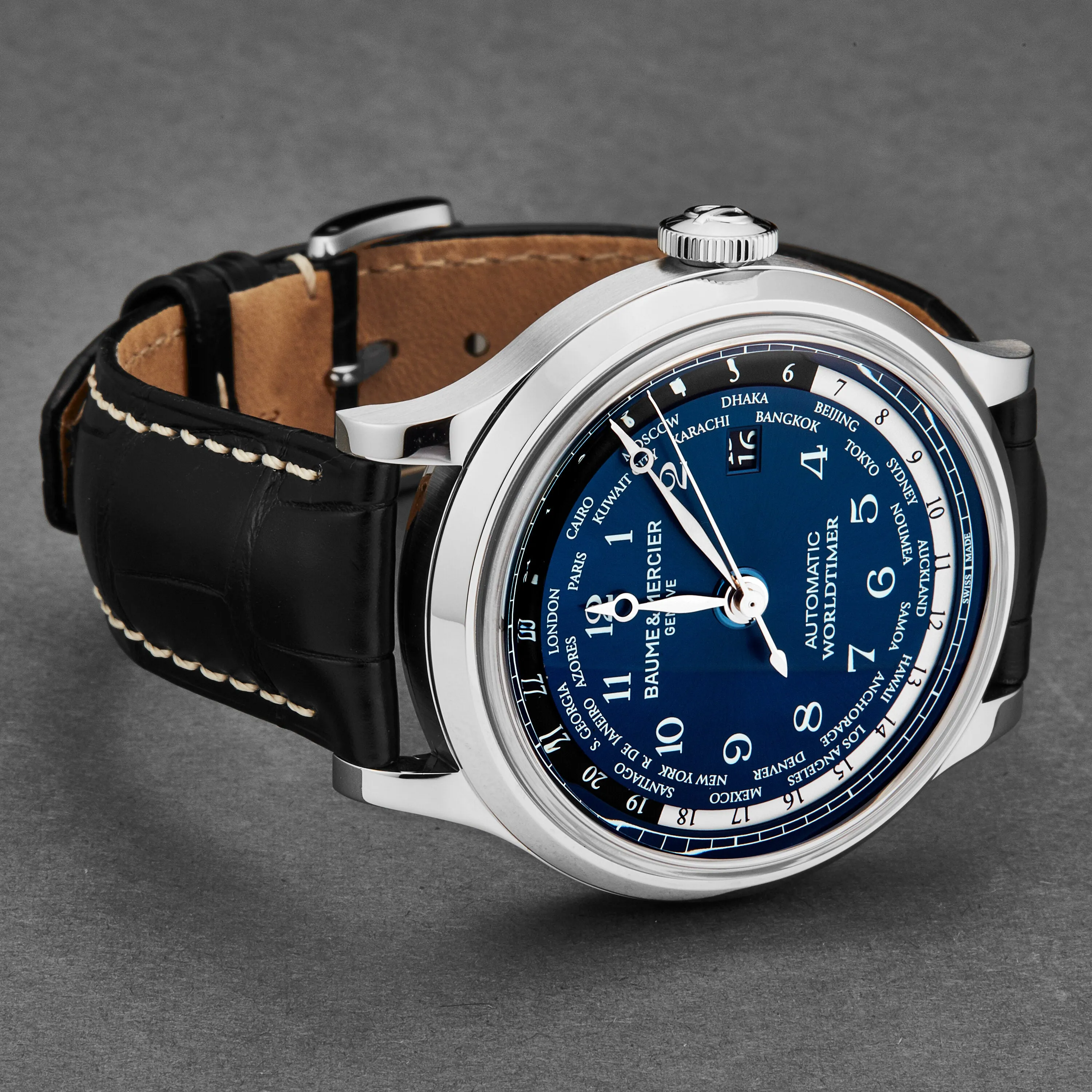 Baume et Mercier Capeland Worldtimer World Time Automatic Blue Dial Men's Watch A10135