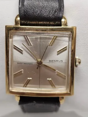 BENRUS Unique Beautiful Vintage Men's Watch from 1950s Gold EP - $6K APR w/ COA!