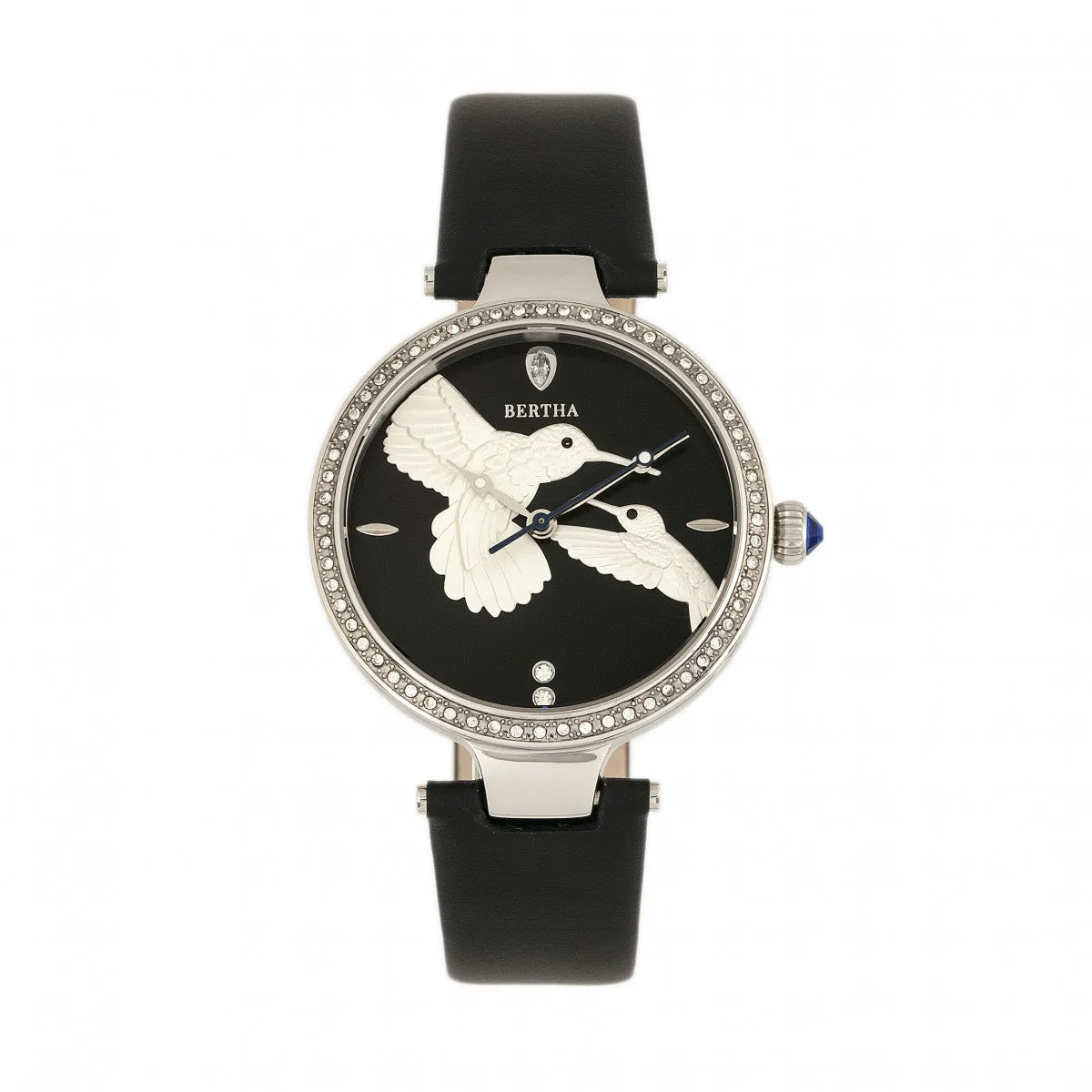 Bertha Nora Leather-Band Watch - Black