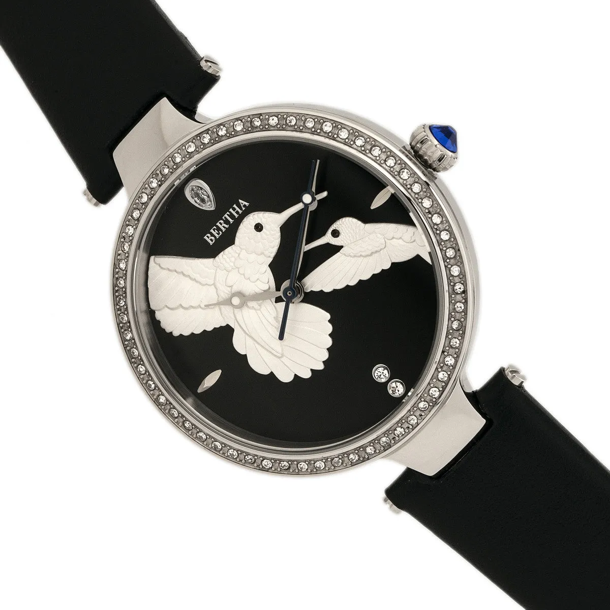 Bertha Nora Leather-Band Watch - Black