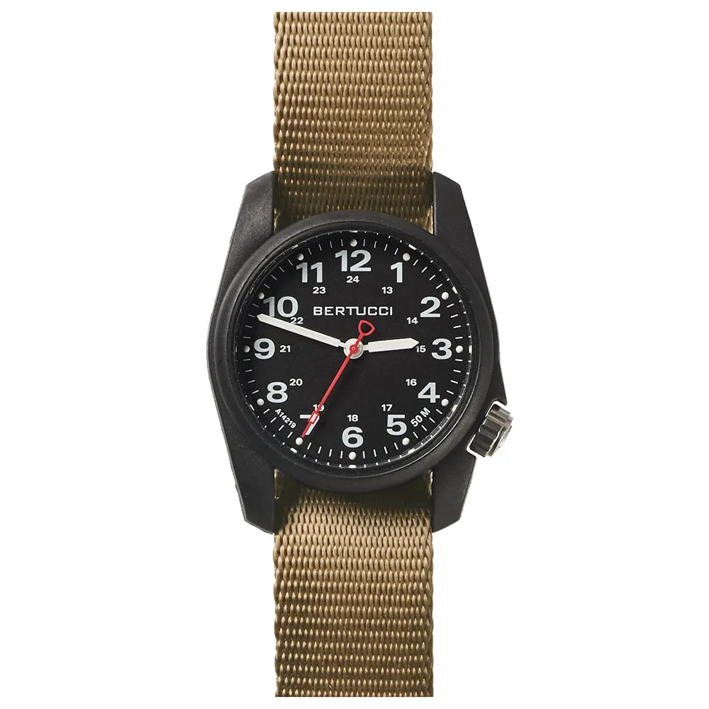 Bertucci A-1R Field Comfort Mens Khaki Nylon Band Black Quartz Dial Watch - 10502