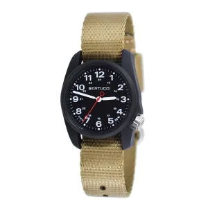 Bertucci A-1R Field Comfort Mens Khaki Nylon Band Black Quartz Dial Watch - 10502
