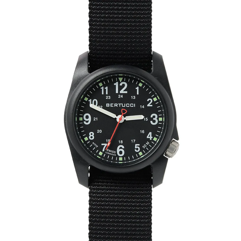 Bertucci Unisex DX3 Field Resin Watch - Black Nylon Strap - Black Dial - 11015