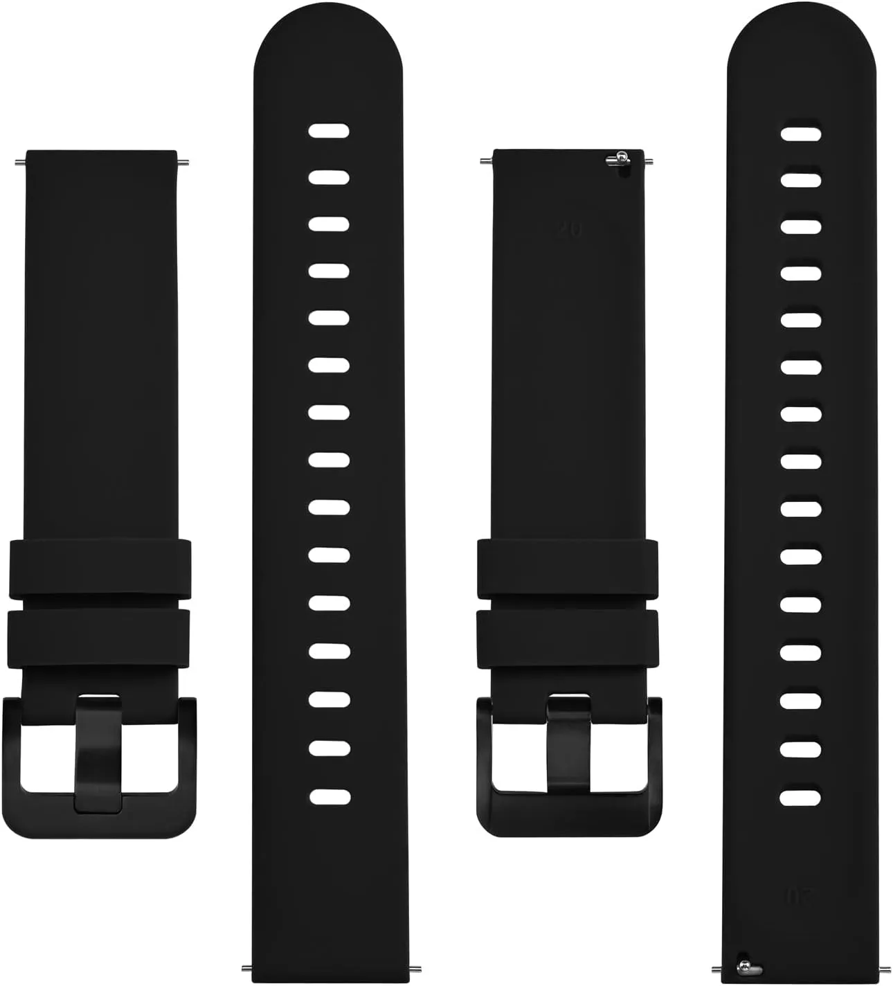 BISONSTRAP Silicone Watch Bands, Slim Watch Straps with Quick Release, 22mm, Black with Black Buckle
