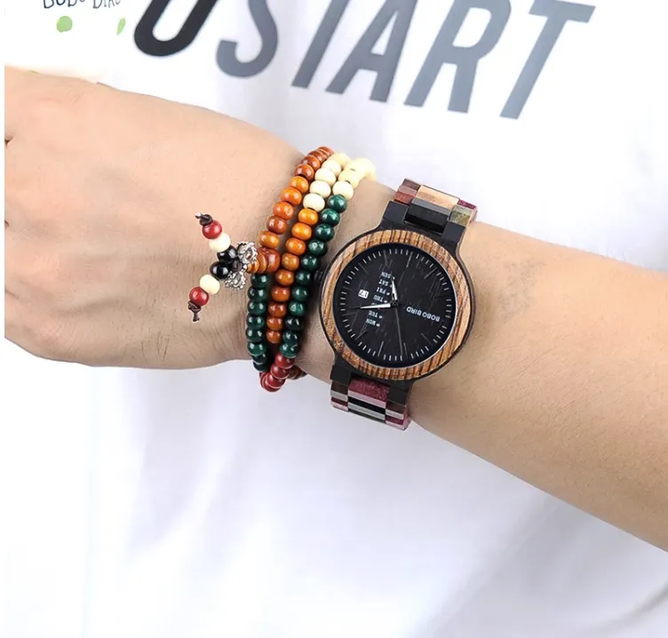BOBO BIRD HANDMADE WOODEN UNISEX WATCH IN MULTICOLOR
