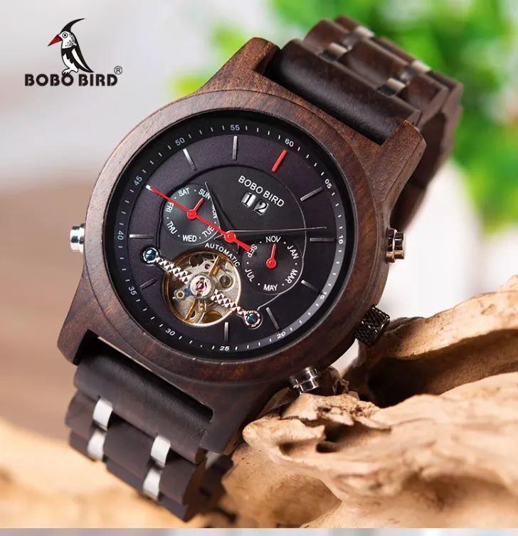 BOBO BIRD MECHANICAL WOODEN UNISEX WATCH