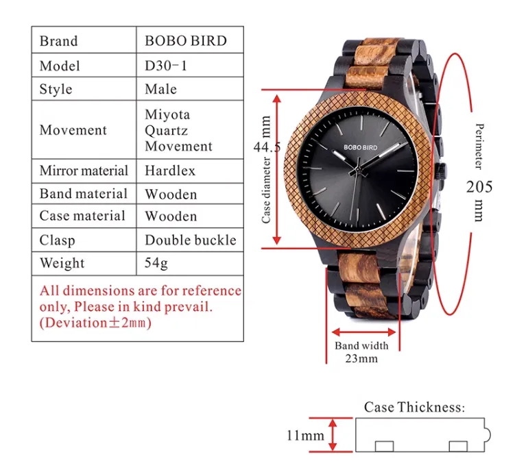 BOBO BIRD MIYATO HANDMADE ZEBPO WOODEN WATCH