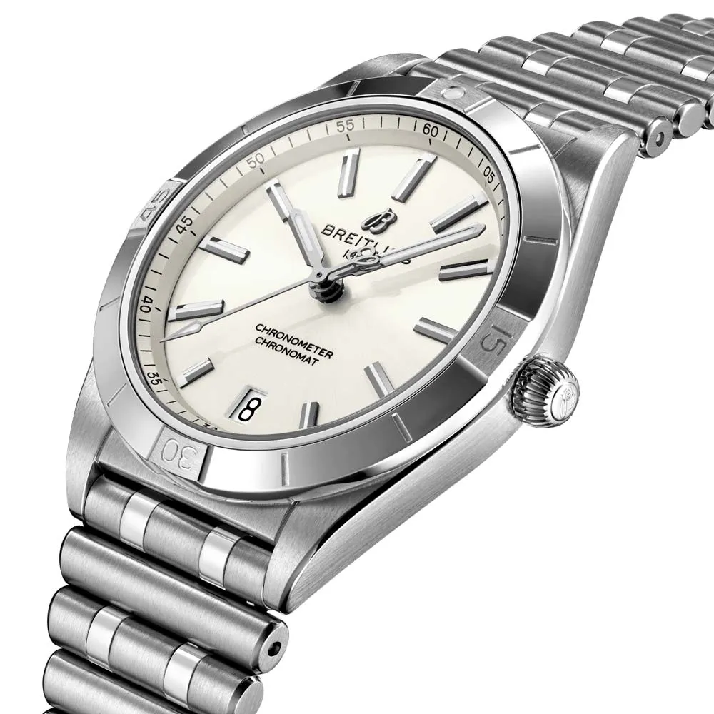 Breitling Chronomat 36mm White Dial Automatic Ladies Watch A10380101A3A1