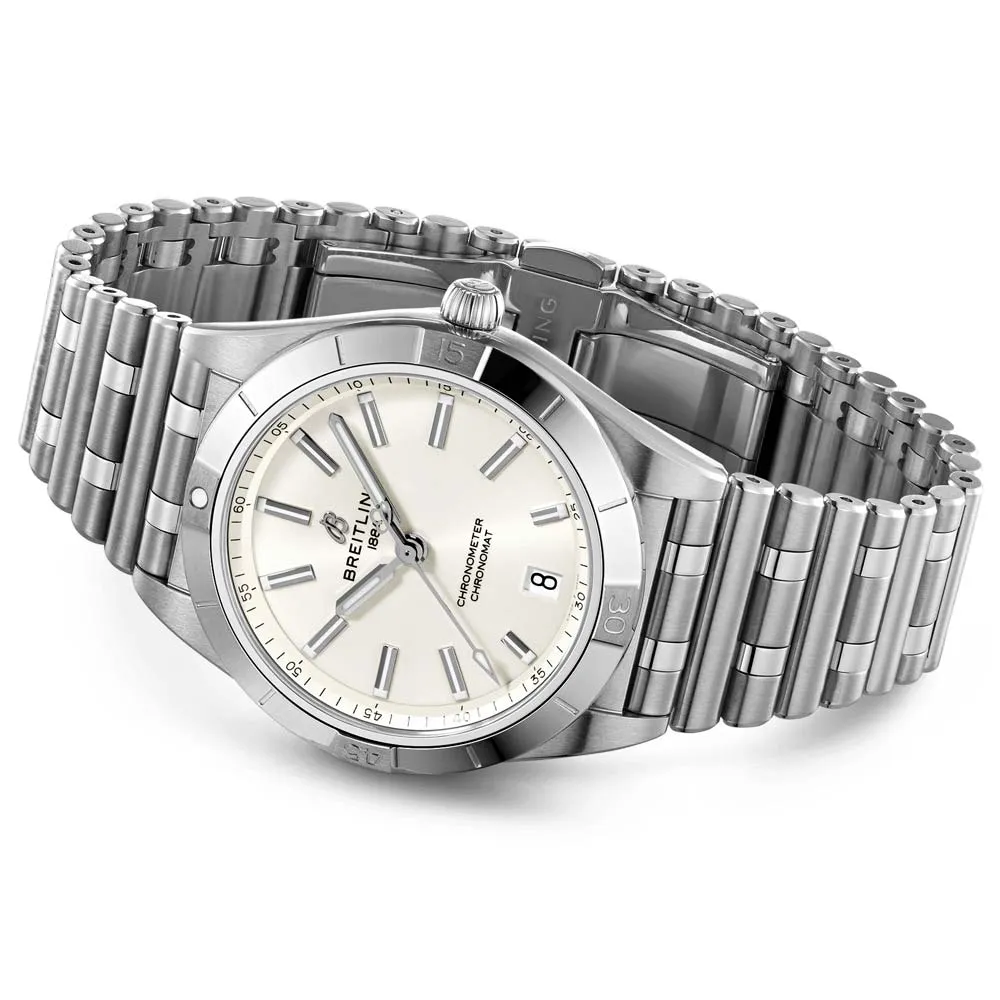 Breitling Chronomat 36mm White Dial Automatic Ladies Watch A10380101A3A1