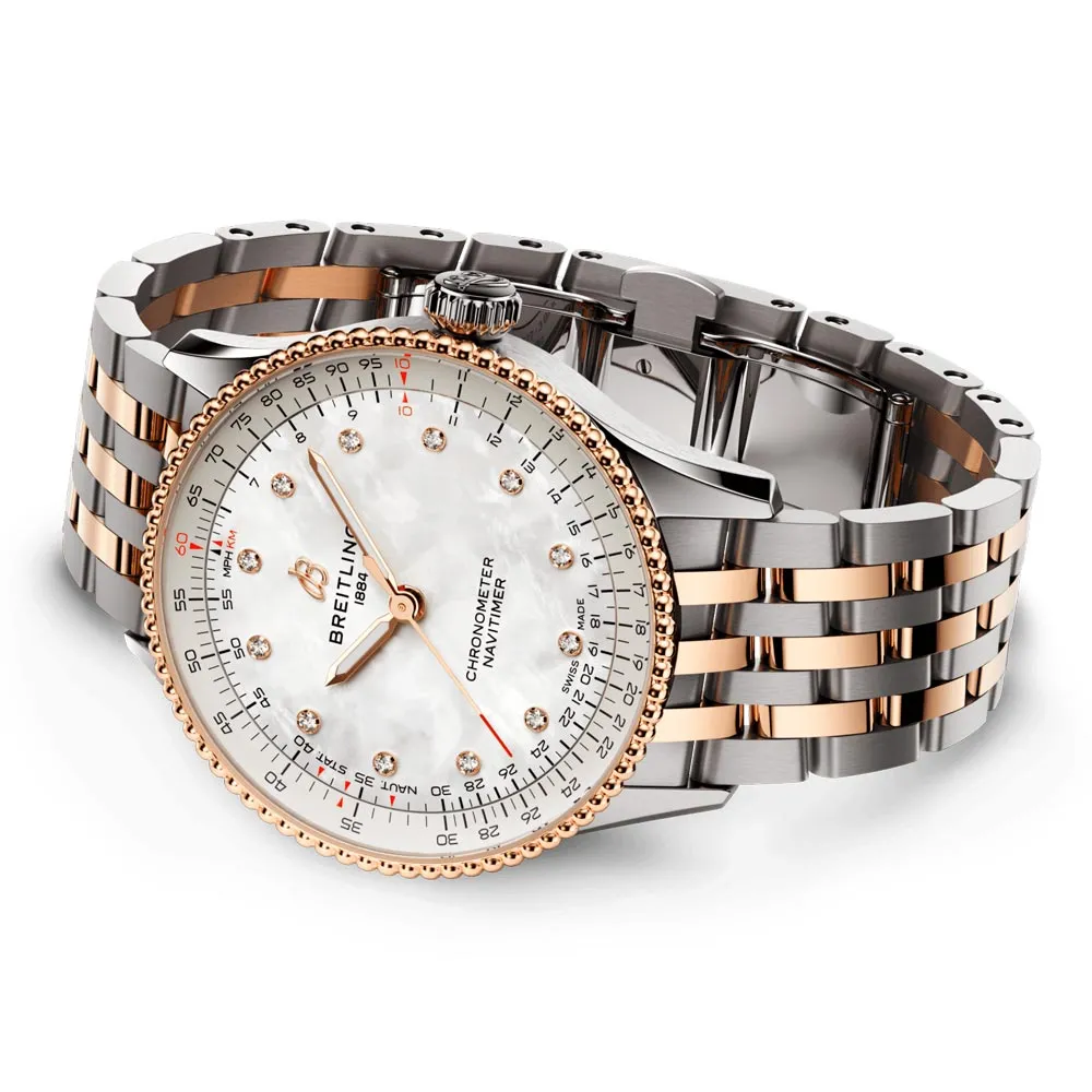 Breitling Navitimer 36mm MOP Dial 18ct Rose Gold and Steel Automatic Ladies Watch U17327211A1U1