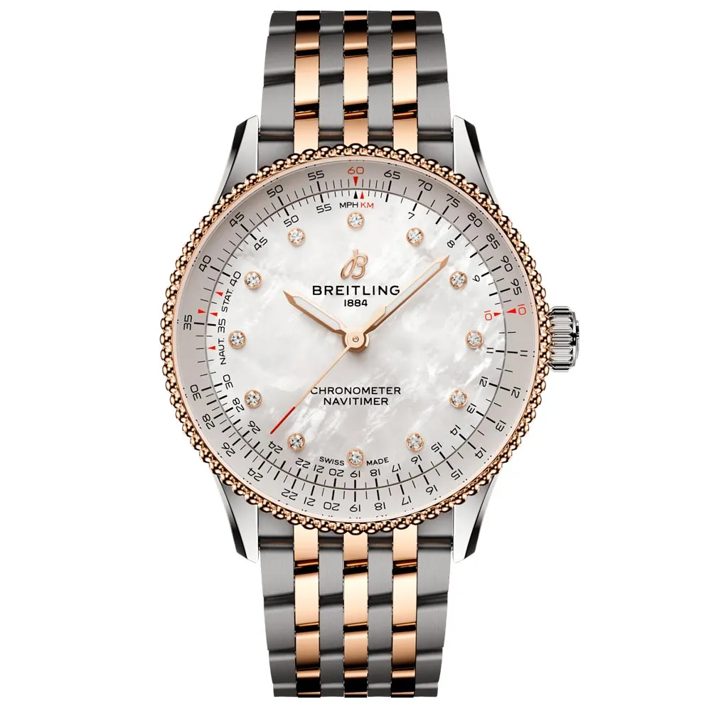 Breitling Navitimer 36mm MOP Dial 18ct Rose Gold and Steel Automatic Ladies Watch U17327211A1U1