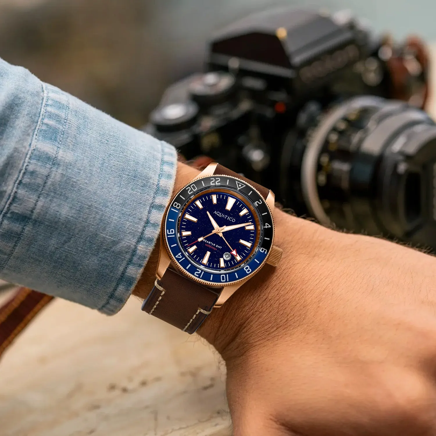 Bronze Sea Star GMT Blue Aventurine Dial Blue and Black Bezel