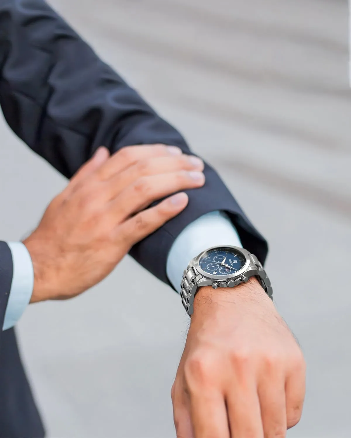 BY BENYAR Watches for Men Analog Watch Mens Watches Waterproof Watch Silver Watch Quartz Chronograph Date Men's Wrist Watches Stainless Steel Casual Luxury Gifts for Men Unique Mens Dress Watch