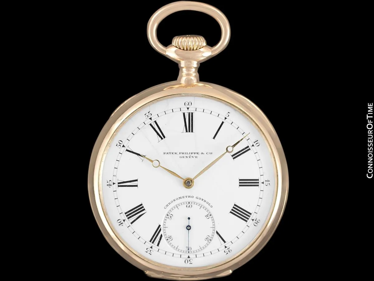 c. 1915 Patek Philippe Chronometro Gondolo Vintage / Antique Mens 51mm Pocket Watch - 18K Rose Gold
