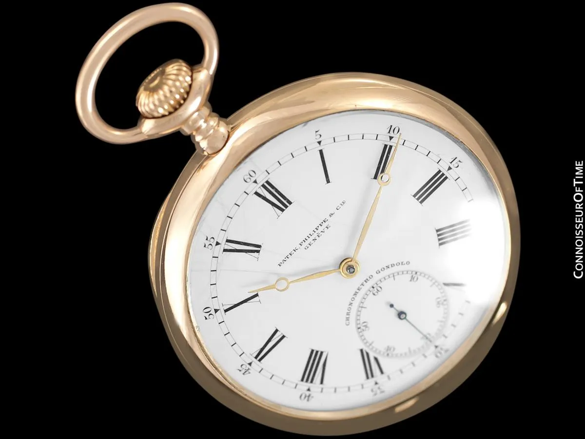 c. 1915 Patek Philippe Chronometro Gondolo Vintage / Antique Mens 51mm Pocket Watch - 18K Rose Gold