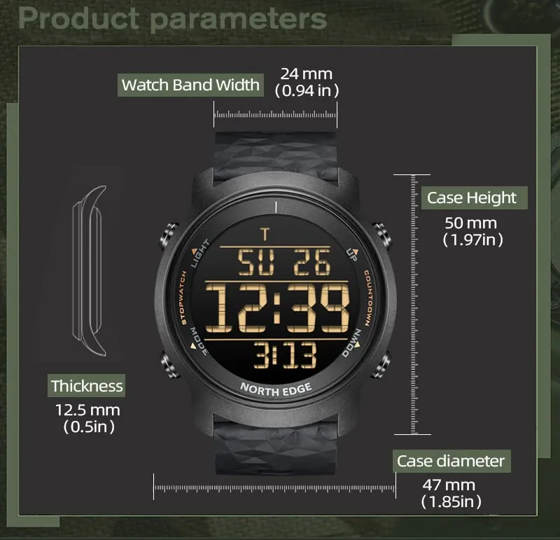 CakCity Men's Digital Sports Watch Simple Large Digital Display Men's Silicone Watch