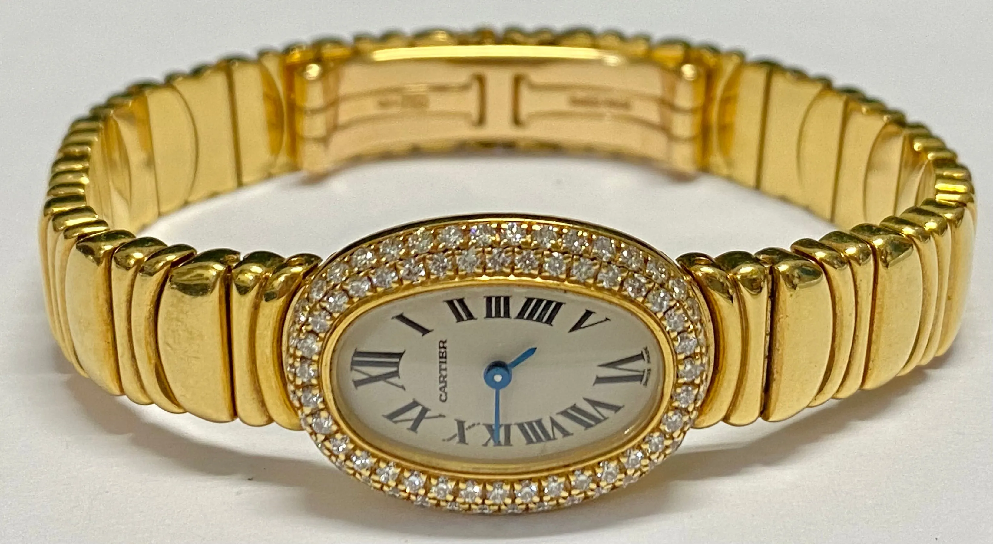 CARTIER Baignoire Unique Ladies 18K YG w/ 80 Factory Diamonds - $80K APR w/ COA!