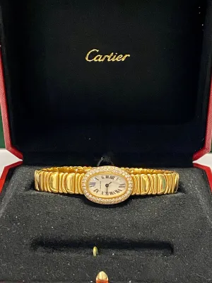 CARTIER Baignoire Unique Ladies 18K YG w/ 80 Factory Diamonds - $80K APR w/ COA!
