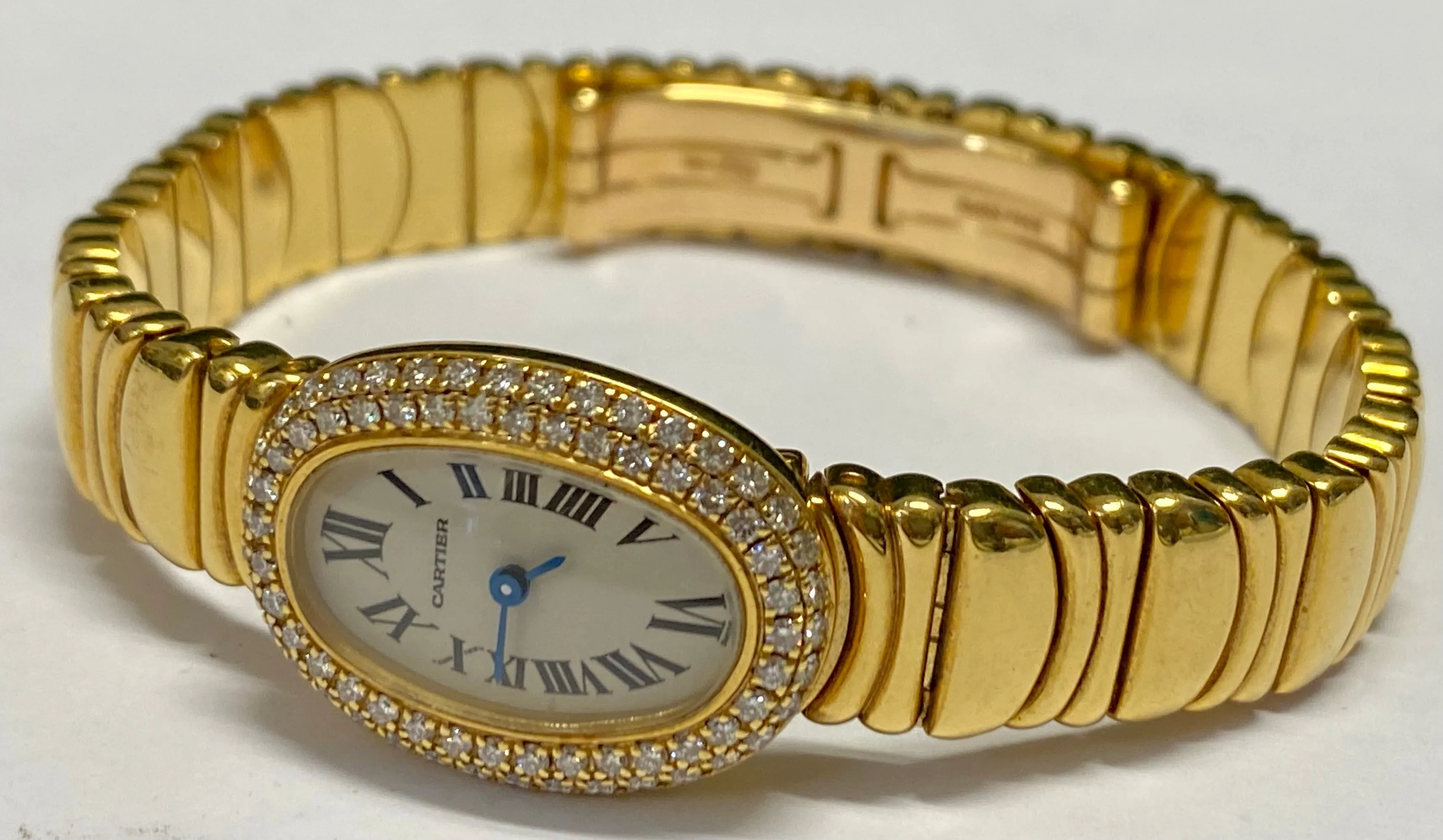 CARTIER Baignoire Unique Ladies 18K YG w/ 80 Factory Diamonds - $80K APR w/ COA!