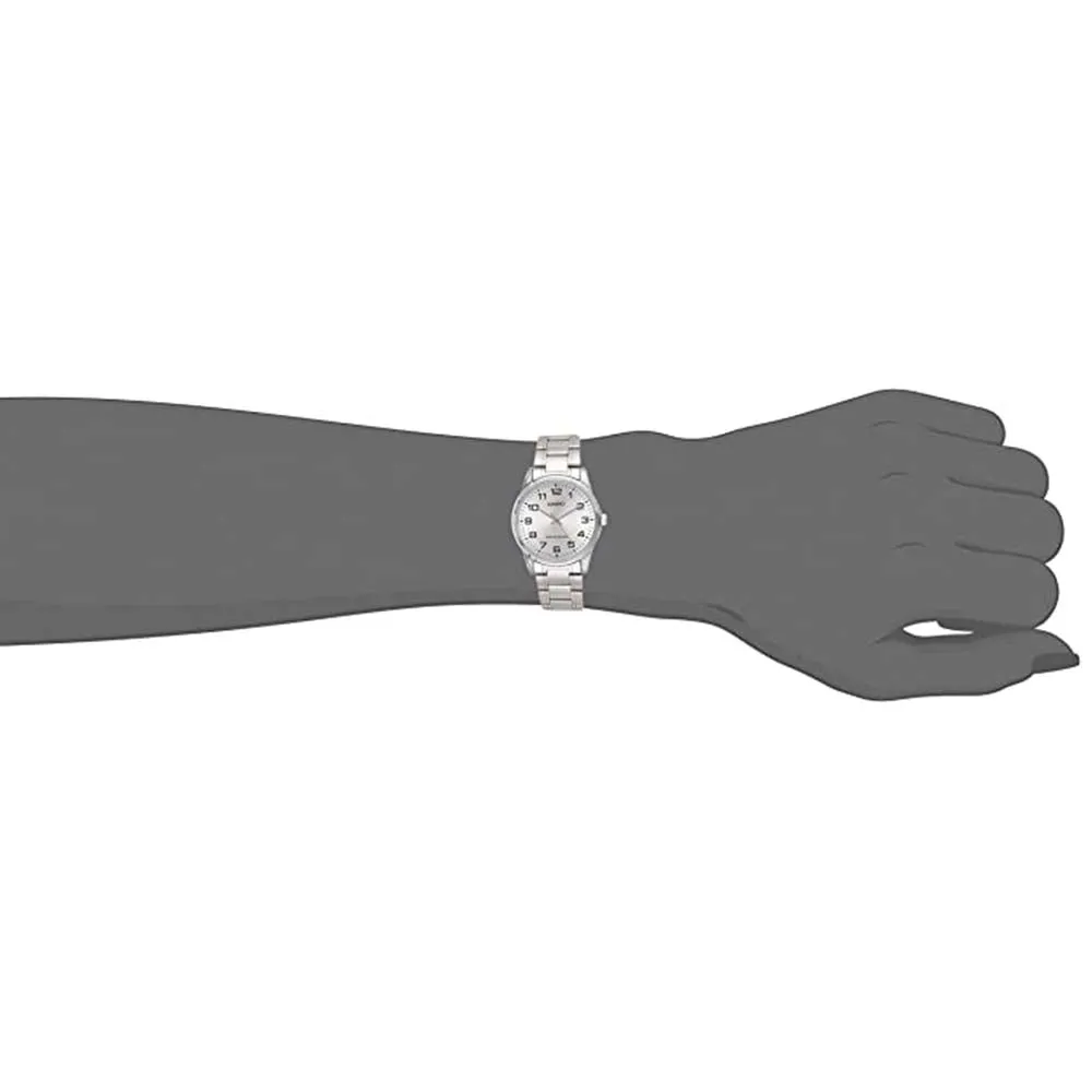 Casio Men's Silver Dial Gray Stainless Steel Band Quartz Watch - MTP-V001D-7BUDF