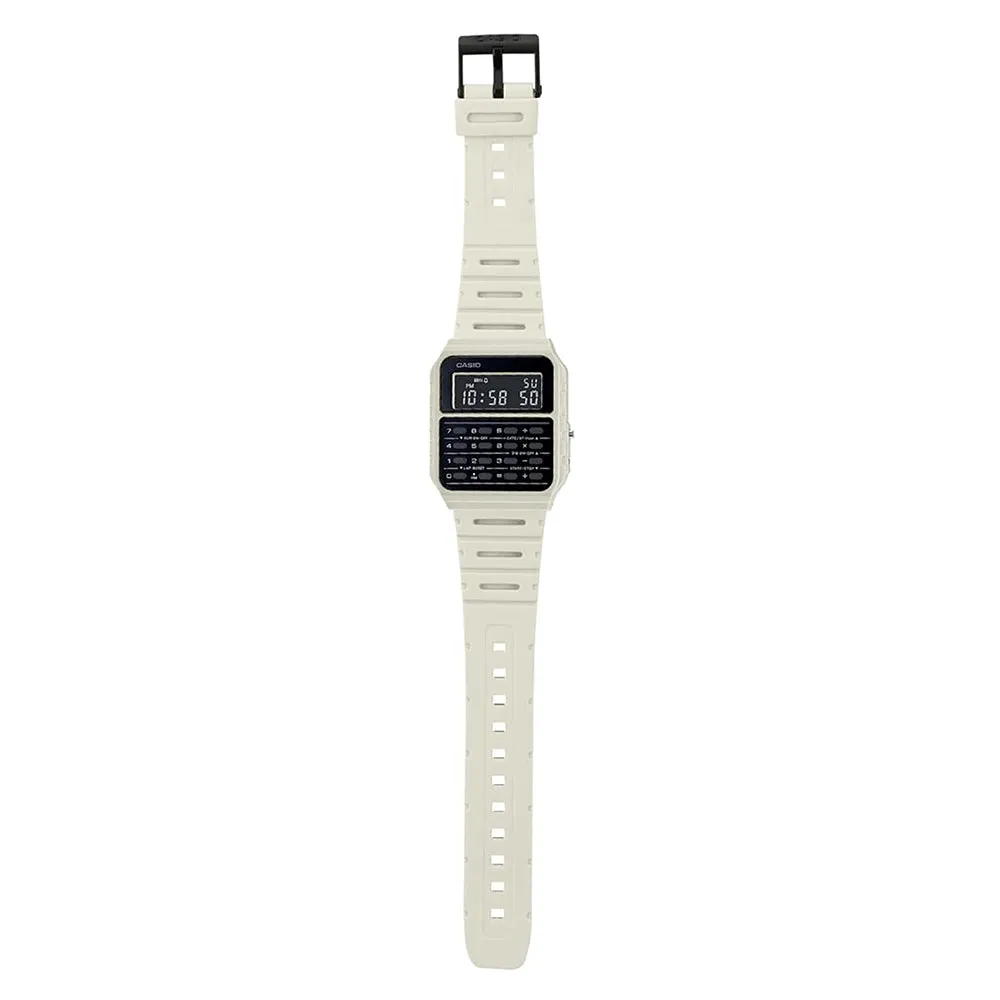 Casio Mens White Resin Band Calculator Digital Quartz Watch - CA-53WF-8BDF