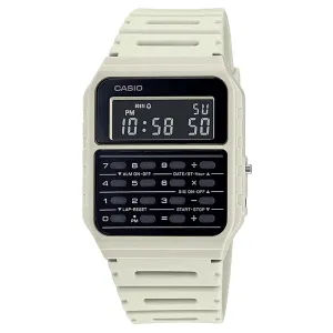 Casio Mens White Resin Band Calculator Digital Quartz Watch - CA-53WF-8BDF