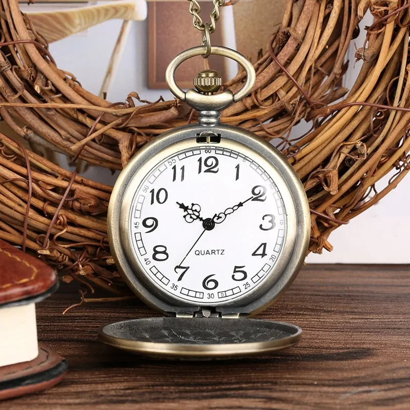Christian Cross Quartz Pocket Watch Analog Necklace Pendant FOB Watches
