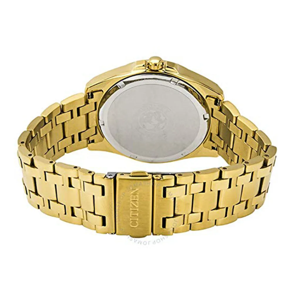 Citizen Mens Eco-drive Corso Blue Dial Gold Band Diamond Accents Stainless Steel Japanese Quartz Watch - BM7103-51L