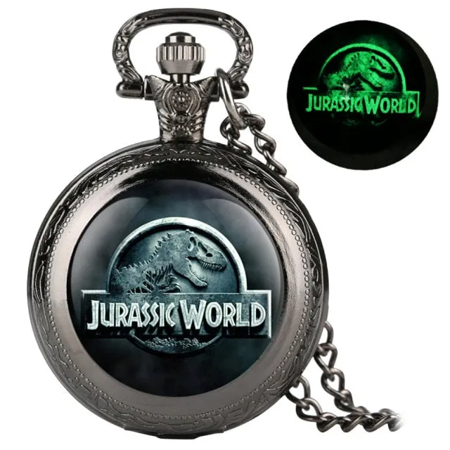 Classic Jurassic Park  Unique Luminous Quartz Pocket Watch