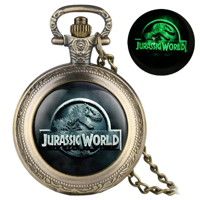 Classic Jurassic Park  Unique Luminous Quartz Pocket Watch