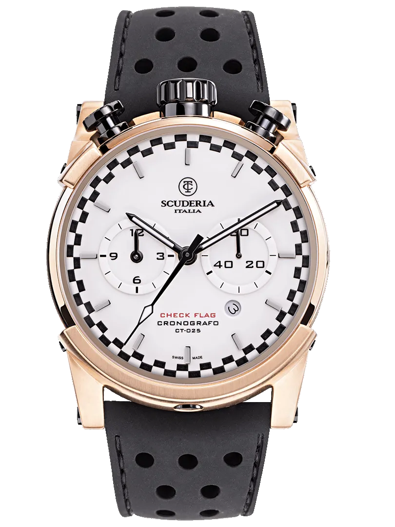 CT Scuderia BULLET HEAD CHEQUERED FLAG Brown Swiss Made Mens Watch CWEH00219