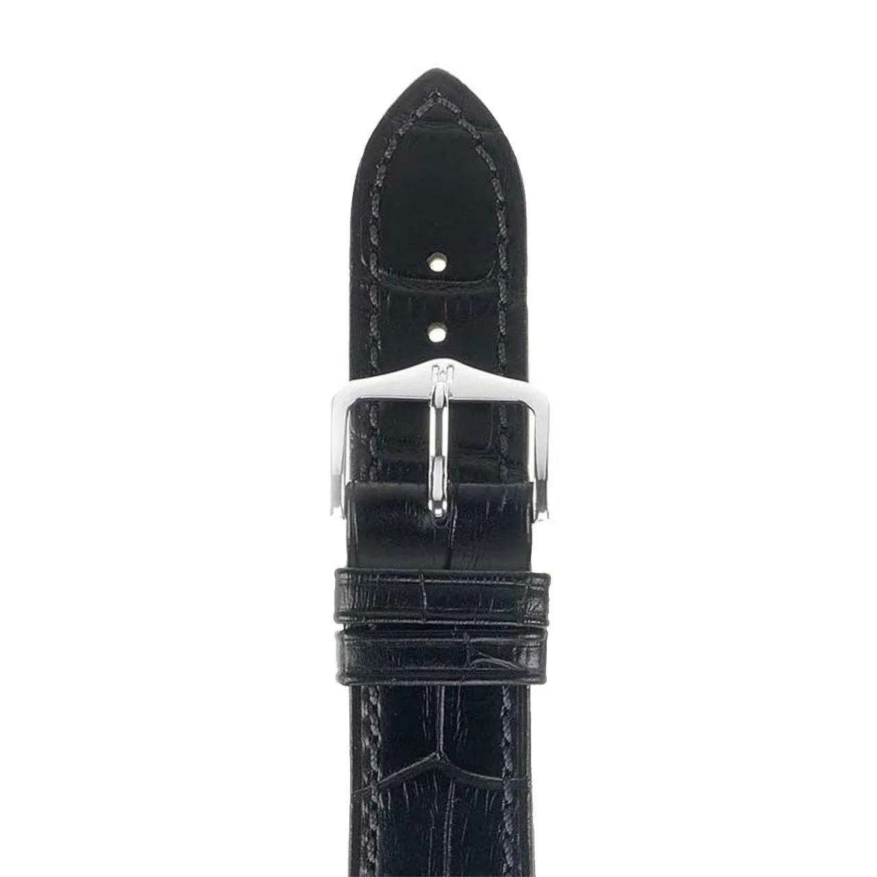 Duke - 22mm Black Long Leather Watch Strap