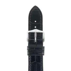 Duke - 22mm Black Long Leather Watch Strap