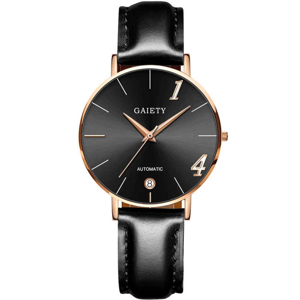 Fashion Couple Watch Leather Strap  Analog Quartz Ladies Wrist Watches