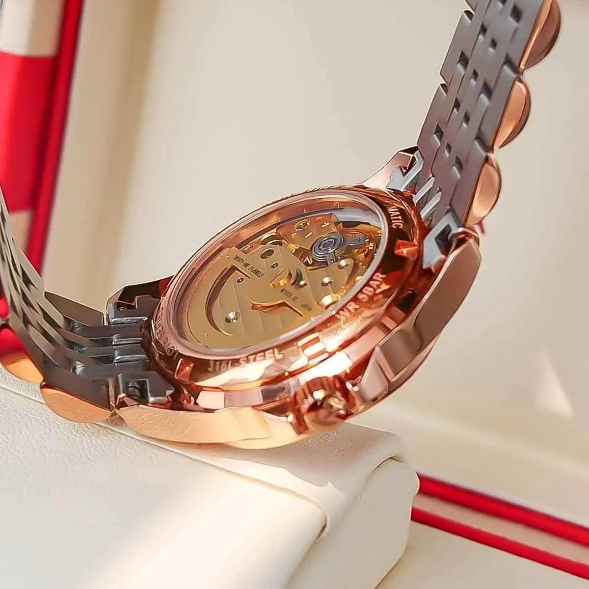 Flower Love Heart Simple Watches For Women's GSCW1659 Luxury Rose Golden Band