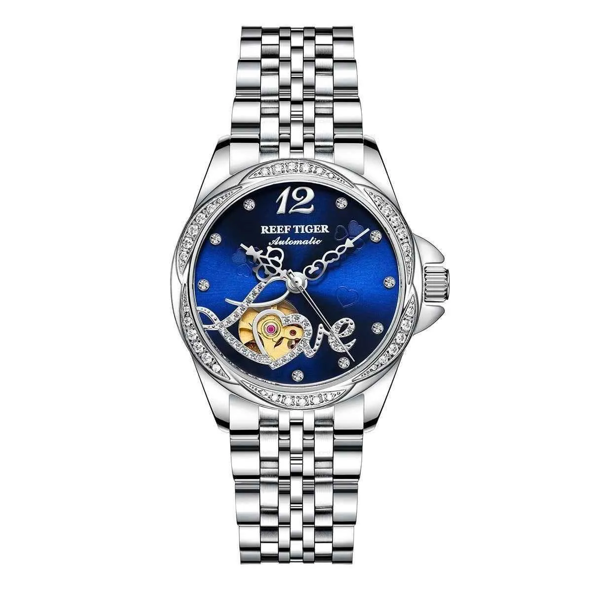 Flower Love Heart Simple Watches For Women's GSCW1659 Luxury Rose Golden Band