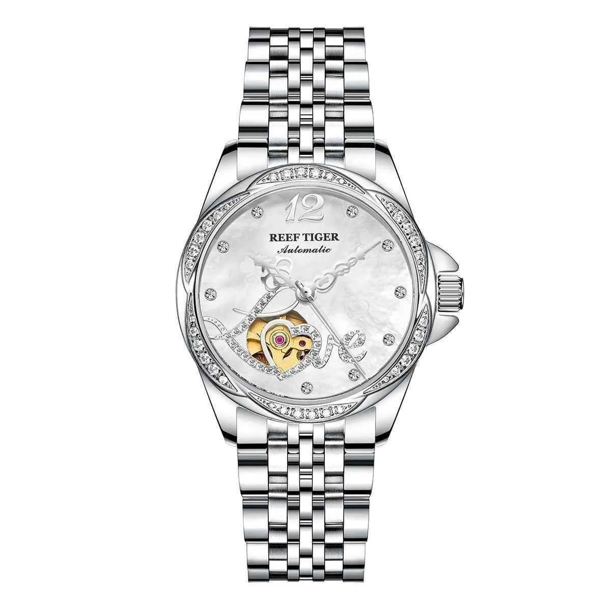 Flower Love Heart Simple Watches For Women's GSCW1659 Luxury Rose Golden Band