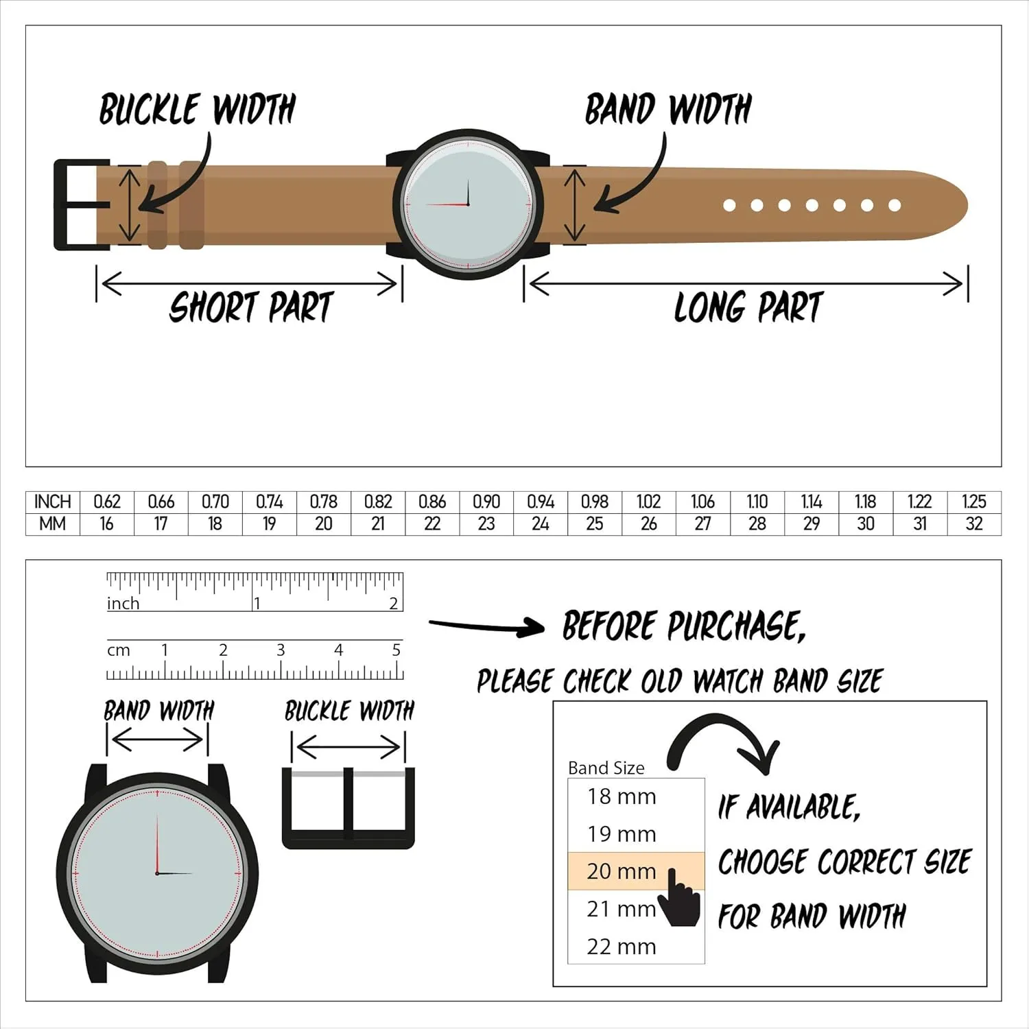 Genuine Leather Watch Band Strap Compatible With DZ1183 DZ1347 DZ1272 DZ4343 - Free Spring Bar Tool