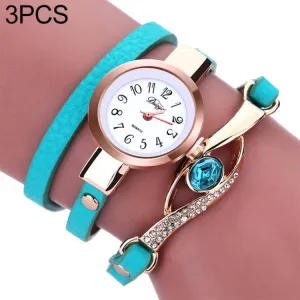Glamorous Gemstone-Accented Women's Wristwatch with Eye Shape Design