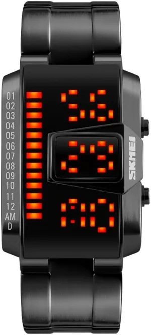 Gosasa Mens Design Binary Watches Unique Led Sports Watch Waterproof Creative Stainless Steel Watches for Men