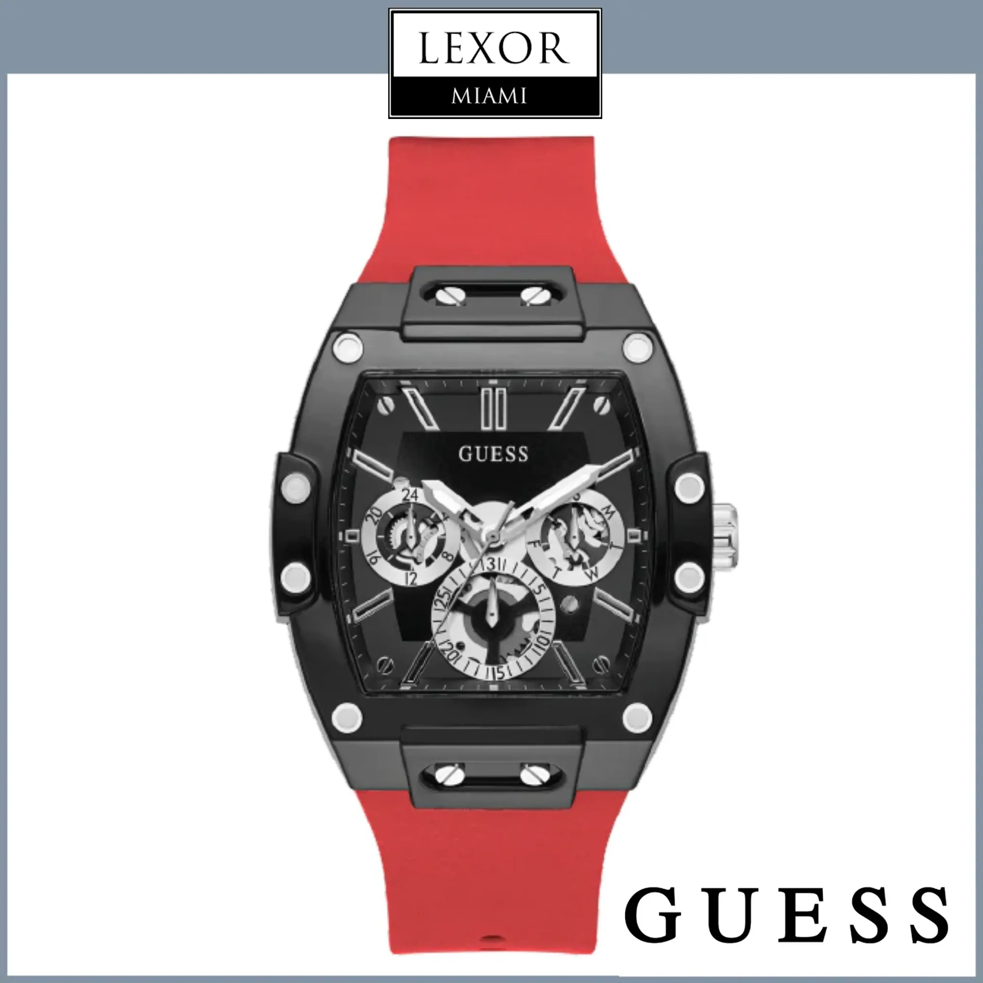 Guess GW0203G4 Phoenix Multifunctional Red Silicone Strap Men Watches