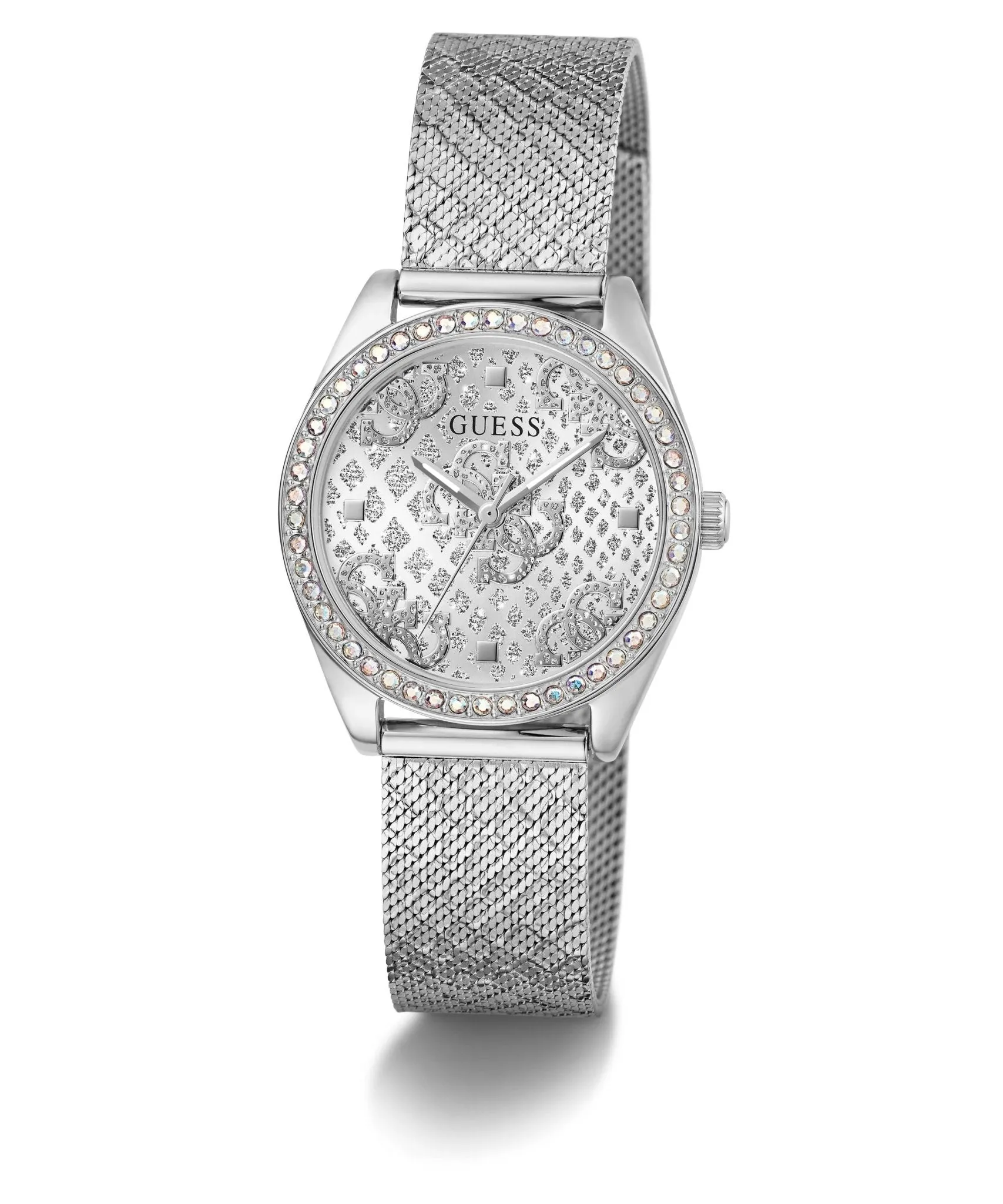 Guess Ladies Boa Silver Tone Mesh Watch GW0748L1