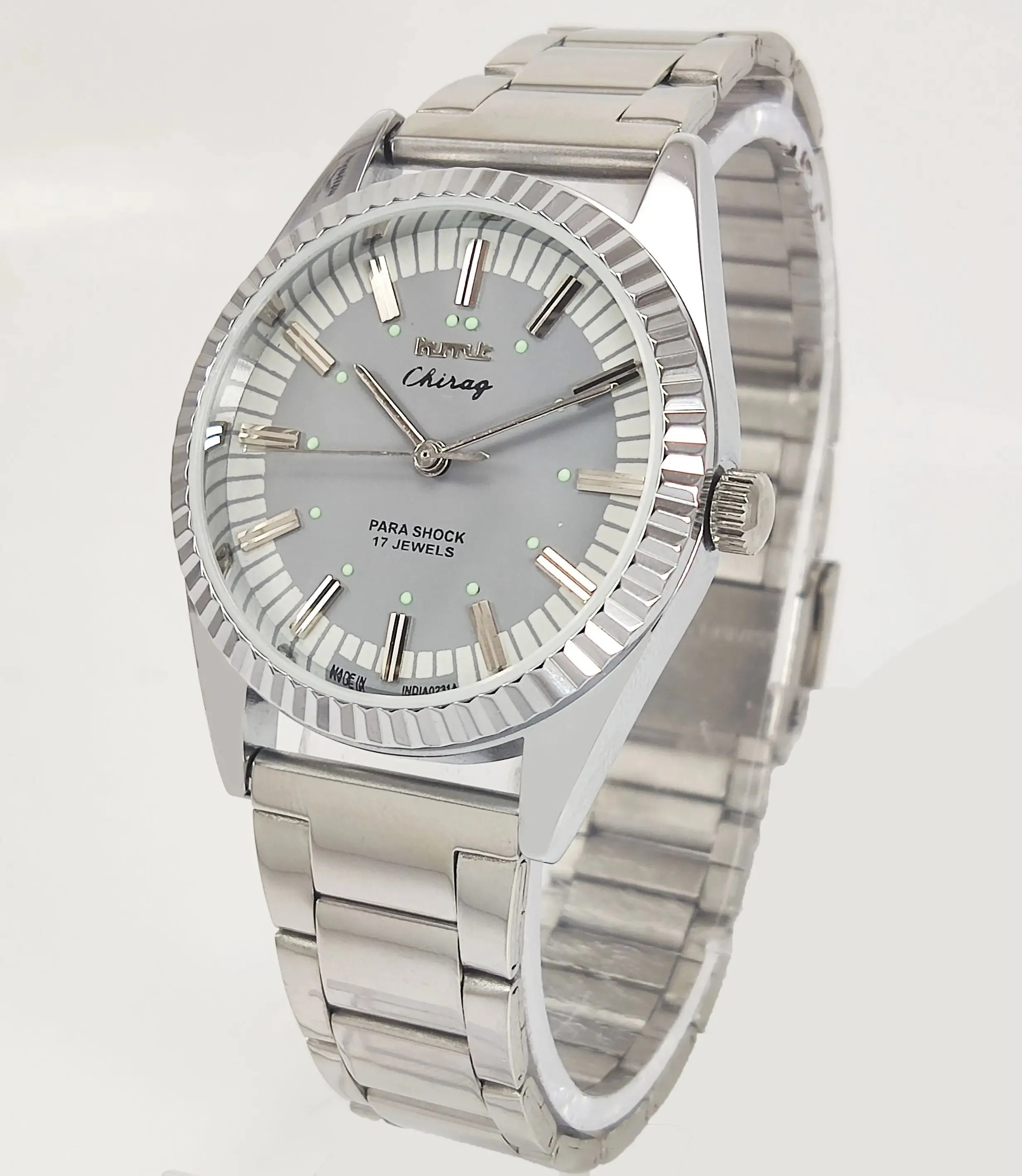 HMT Chirag Para Shock 17 Jewels Grey Dial Mechanical Hand winding Men's Wrist Watch