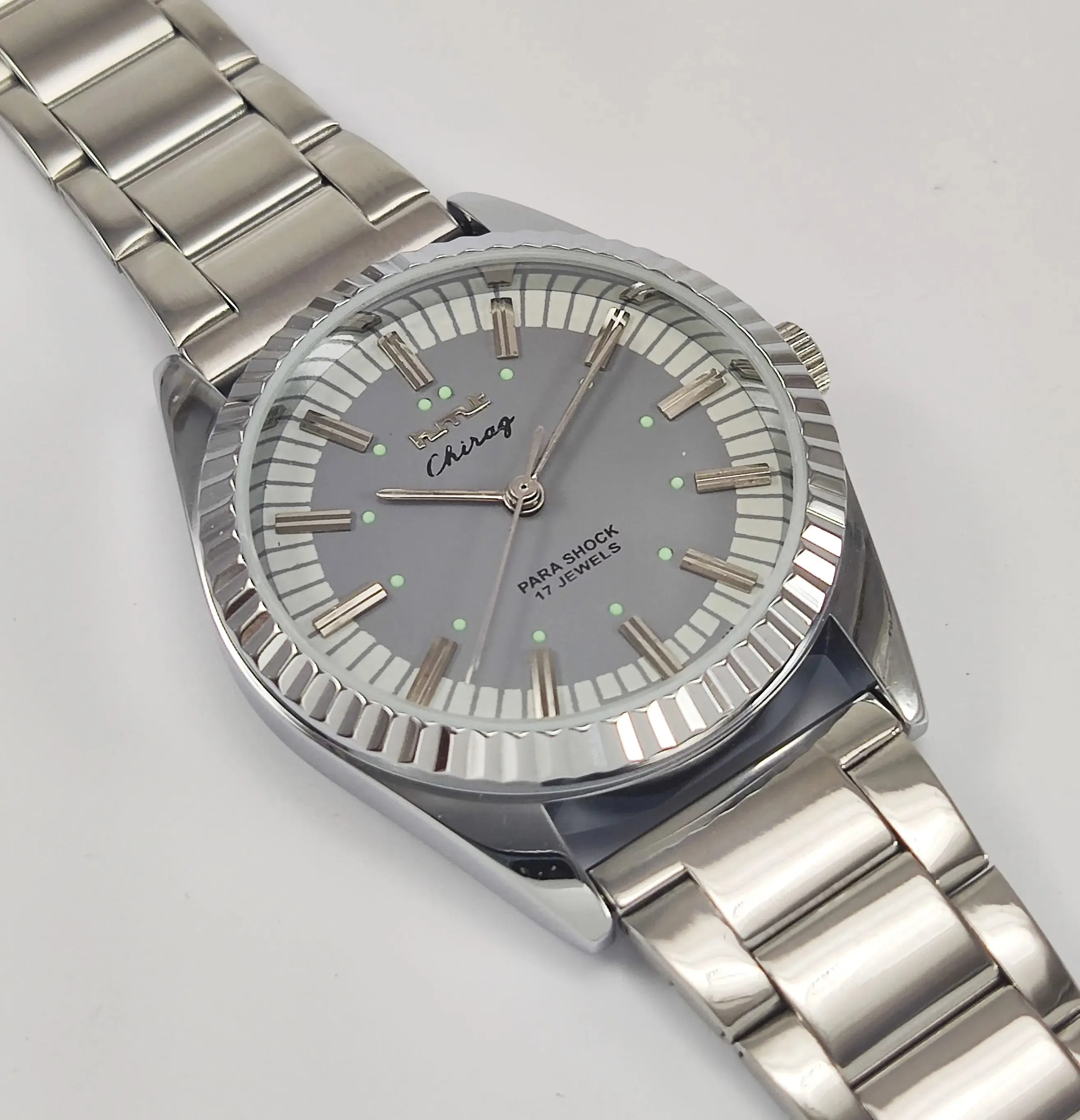 HMT Chirag Para Shock 17 Jewels Grey Dial Mechanical Hand winding Men's Wrist Watch