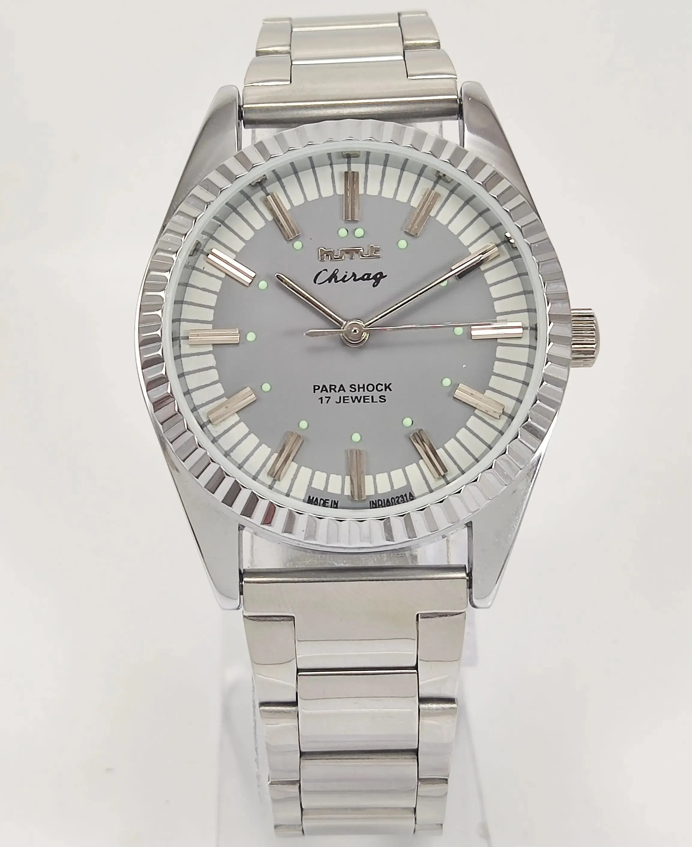 HMT Chirag Para Shock 17 Jewels Grey Dial Mechanical Hand winding Men's Wrist Watch