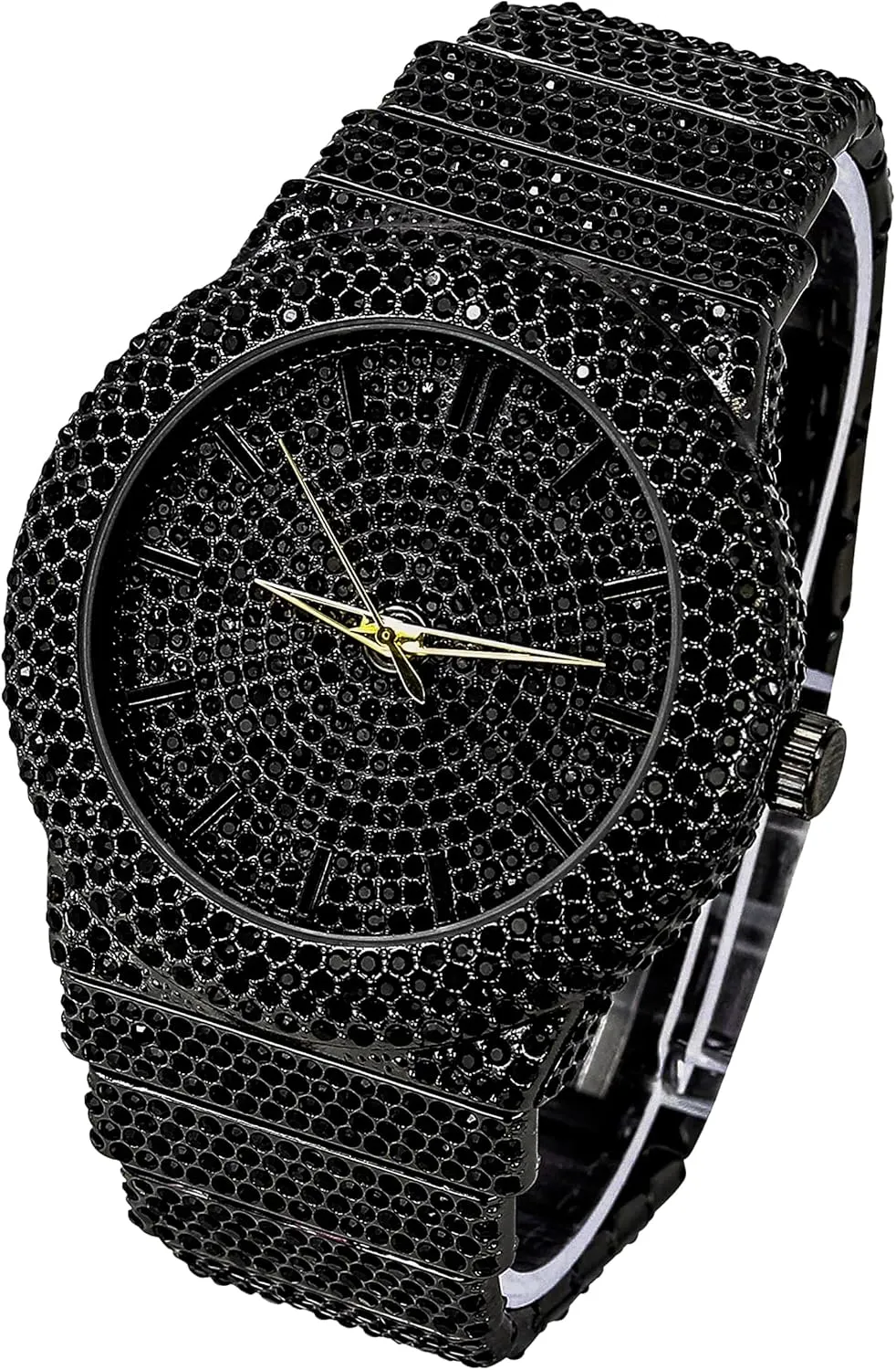 ICE STAR Men's 46mm Fully Iced Out Diamond Watch & Bracelet Set
