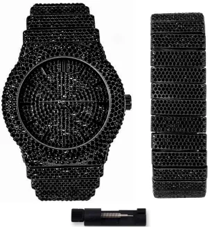 ICE STAR Men's 46mm Fully Iced Out Diamond Watch & Bracelet Set