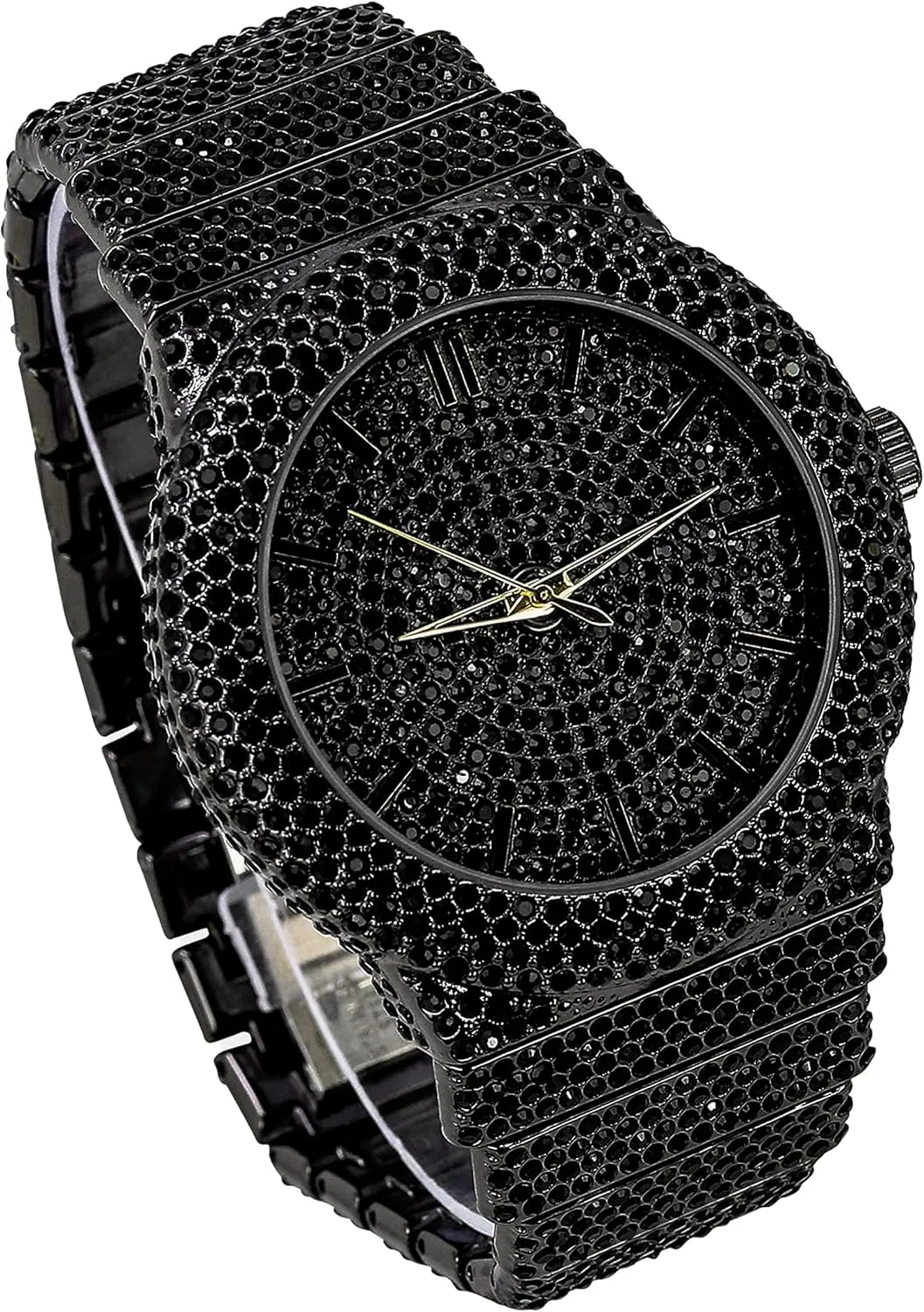 ICE STAR Men's 46mm Fully Iced Out Diamond Watch & Bracelet Set