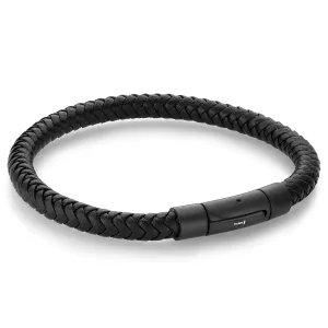 Italgem Steel Midnight Leather Bracelet
