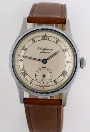 J W BENSON LONDON SMITHS MADE IN ENGLAND ROMAN NUMERAL DIAL DENNISON AQUATITE CASE C 1953 3